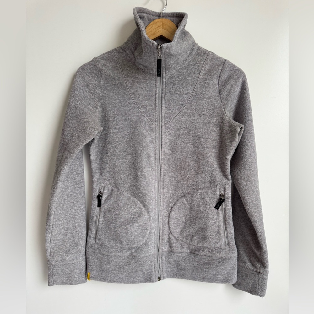 Lolë women‎ gray fleece athletic jacket Small Full zip interest Heartfelt Jacket